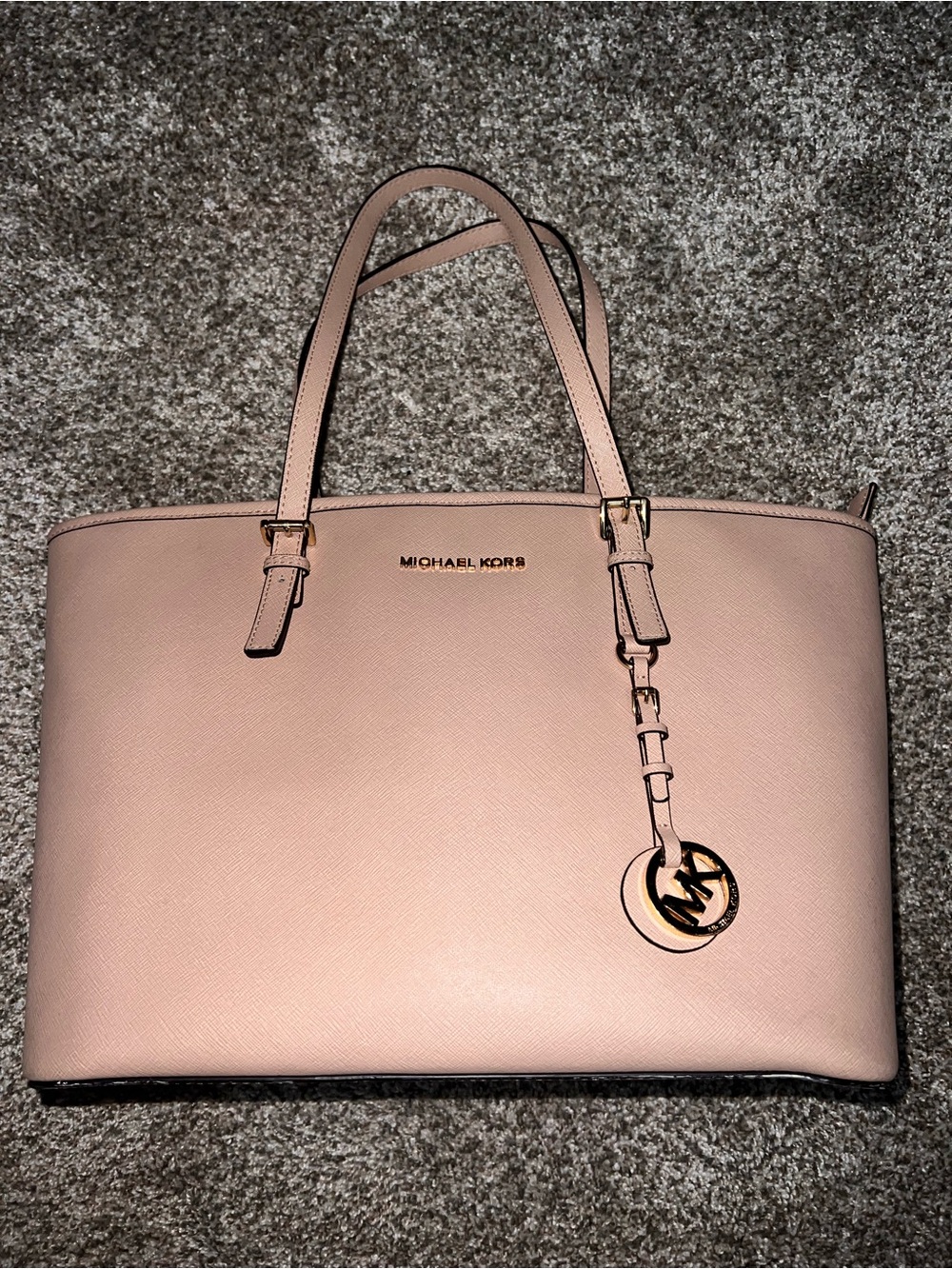 Michael Kors Pink Saffiano Leather Tote with Gold Hardware